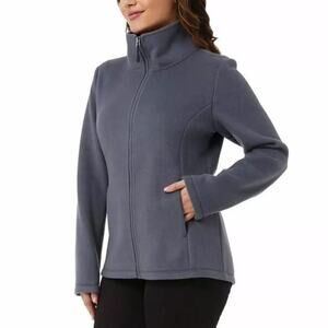 32 Degrees Heat Women's Full Zip Brushed Faux-Wool Jacket Size XL Blue Gray